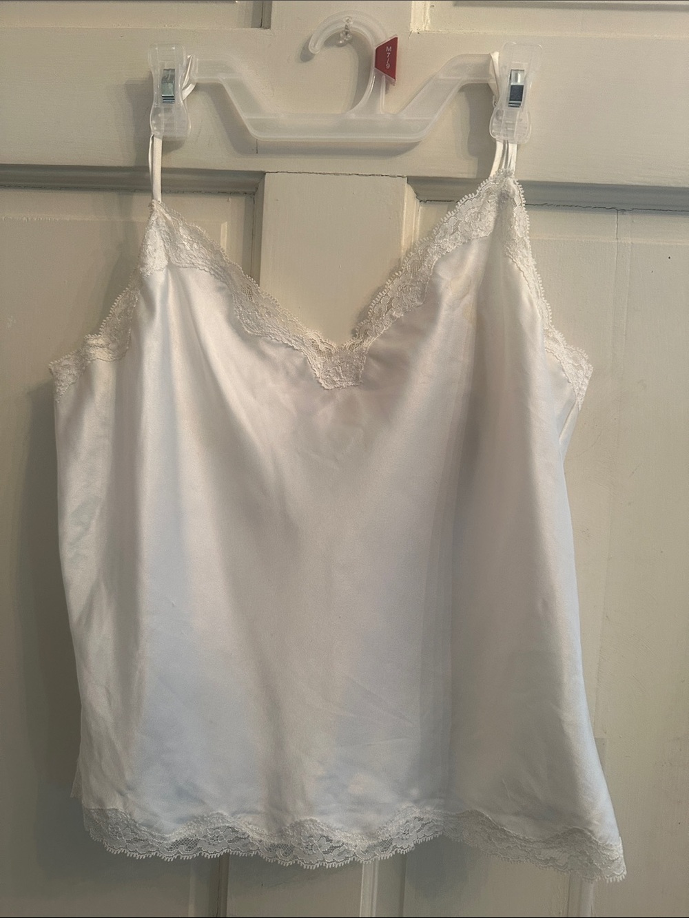 Victoria's Secret White Satin Lace-Trim Slip Camisole